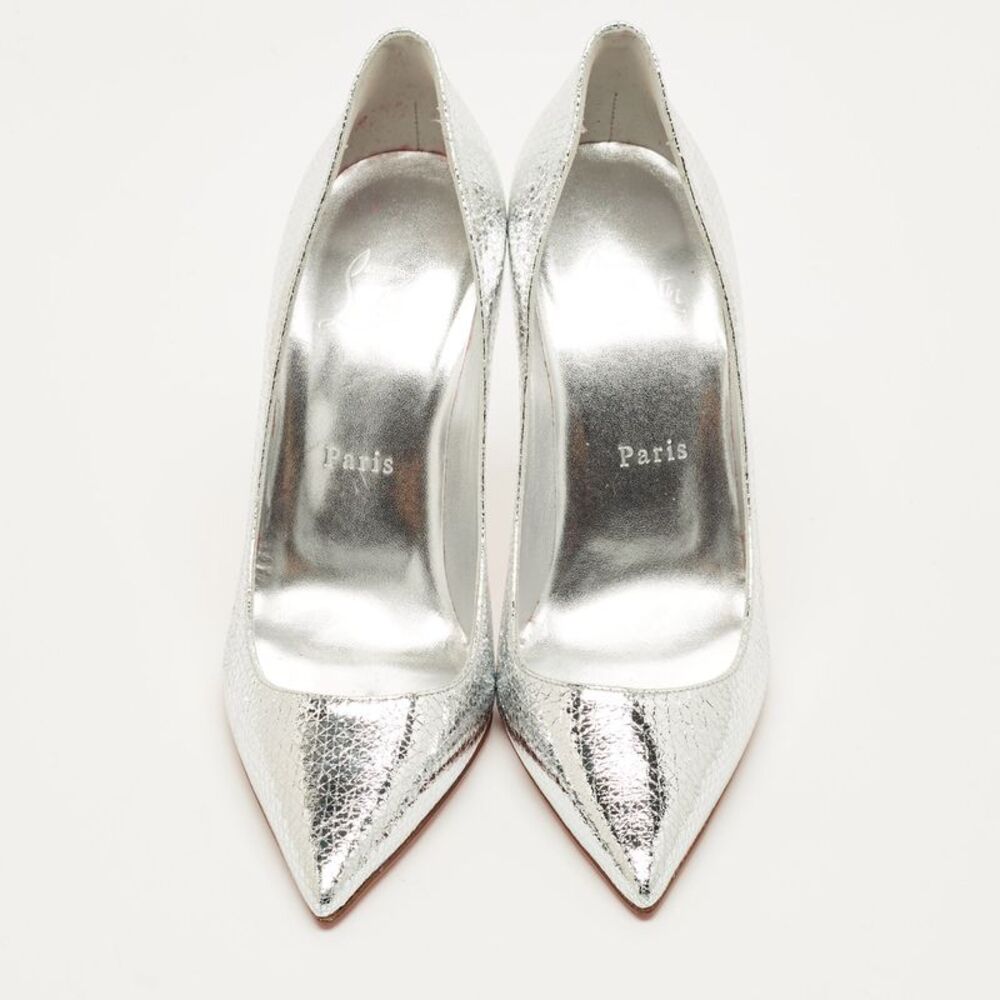 Christian Louboutin So Kate Size 38 Silver Leather Pumps - Picture 3 of 7